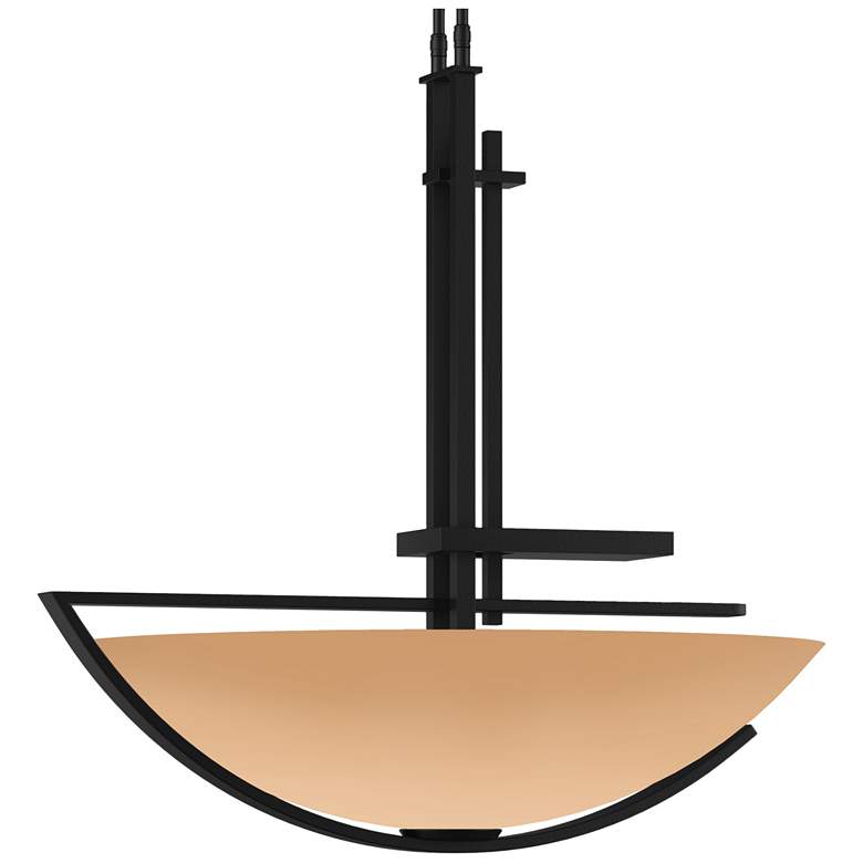 Image 1 Ondrian 26 inch Wide Black Long Pendant With Sand Glass Shade