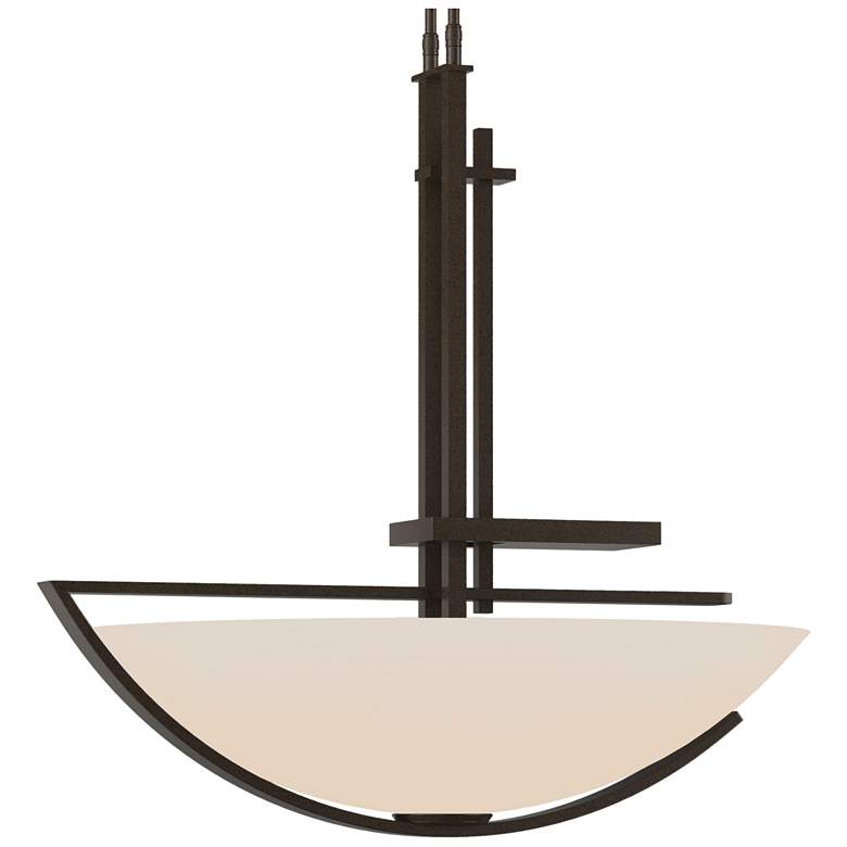 Image 1 Ondrian 26 inch Wide Bronze Long Pendant With Opal Glass Shade