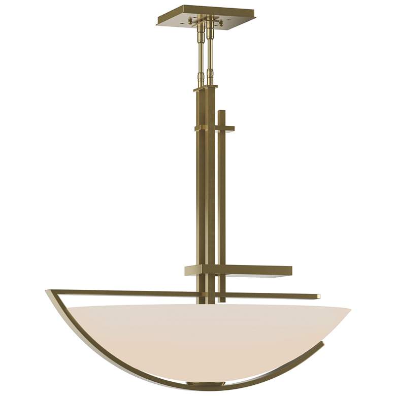 Image 1 Ondrian 26" Wide Modern Brass Pendant With Opal Glass Shade