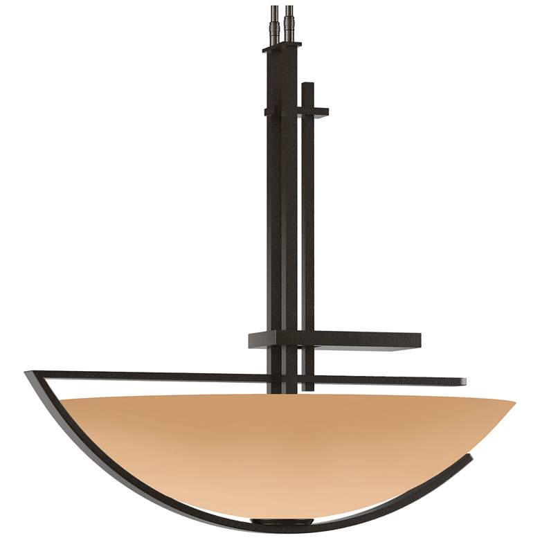 Image 1 Ondrian 26 inchW Oil Rubbed Bronze Long Pendant With Sand Glass Shade