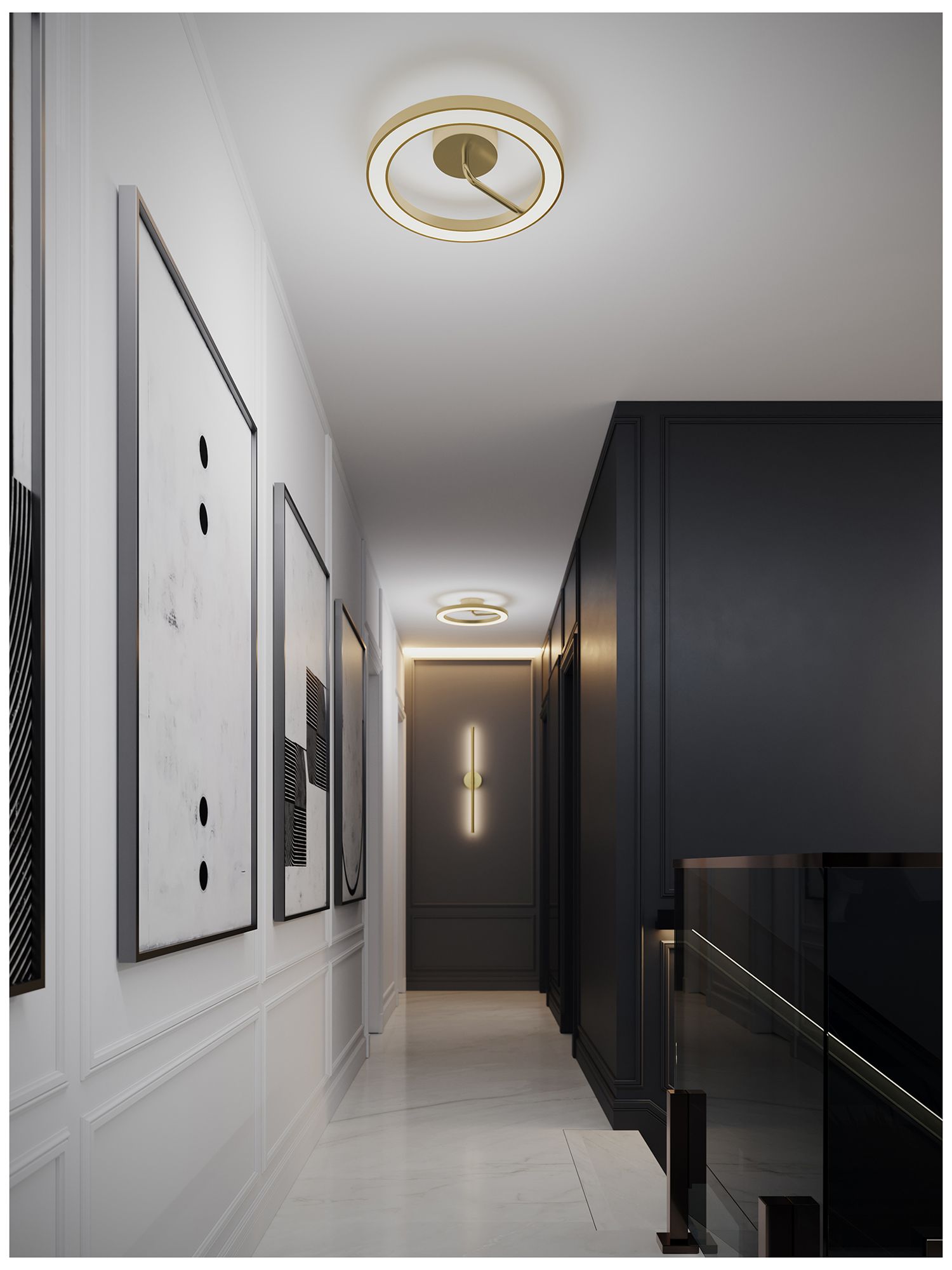 Image 3 One 18" Wide Light Antique Brass LED Flush Mount more views