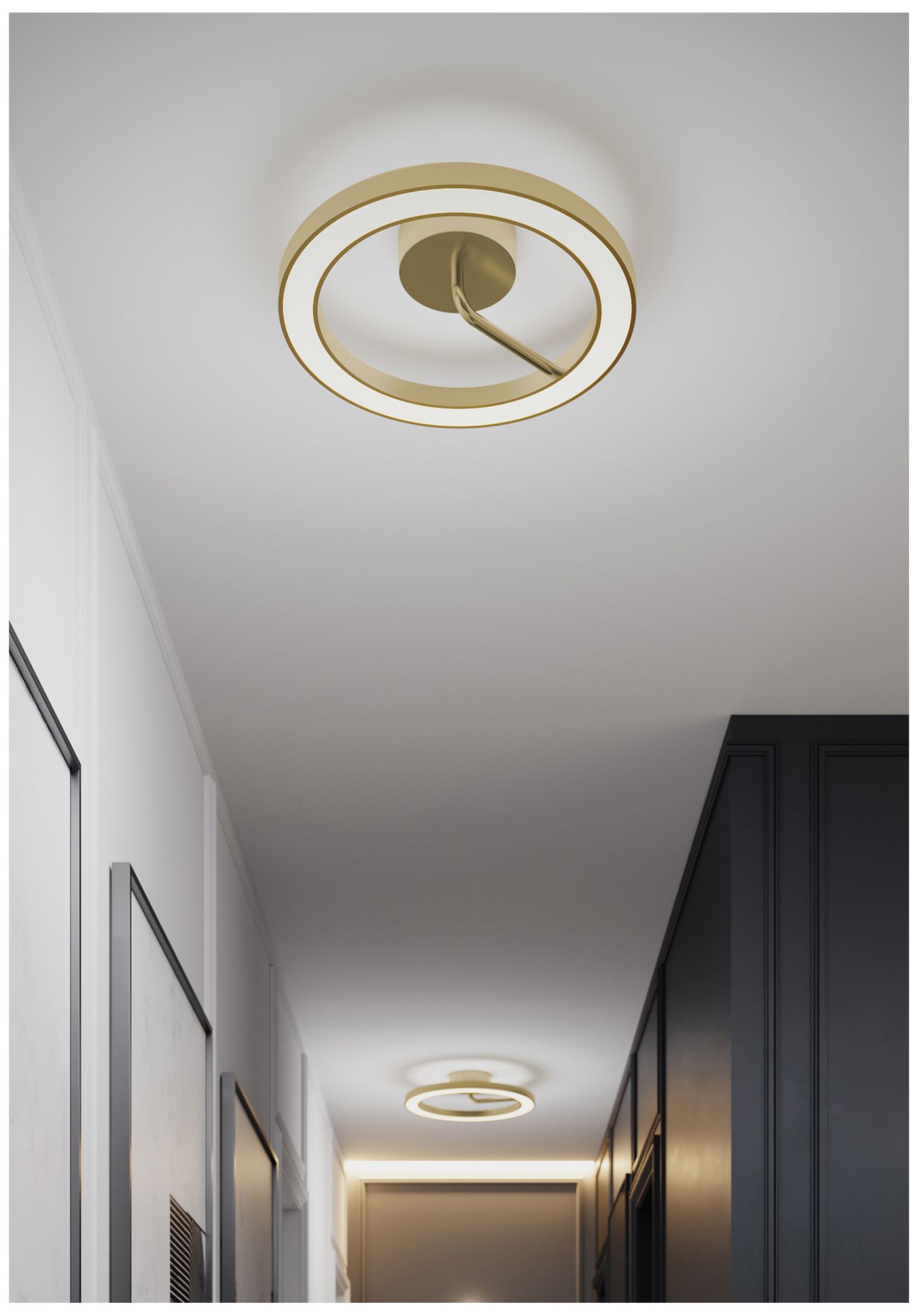 Image 4 One 18" Wide Light Antique Brass LED Flush Mount more views