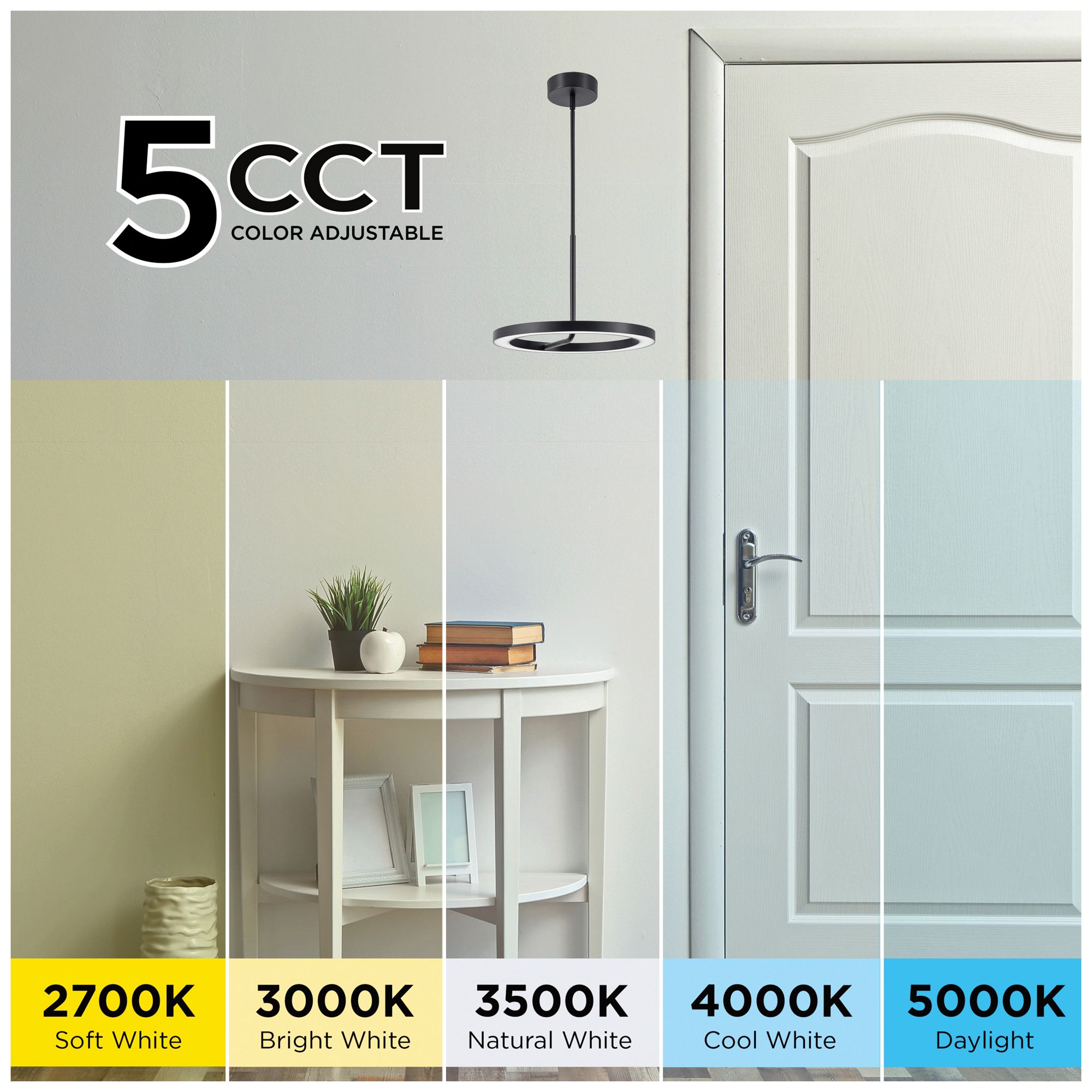 Image 6 One 6" Wide Black LED Pendant more views