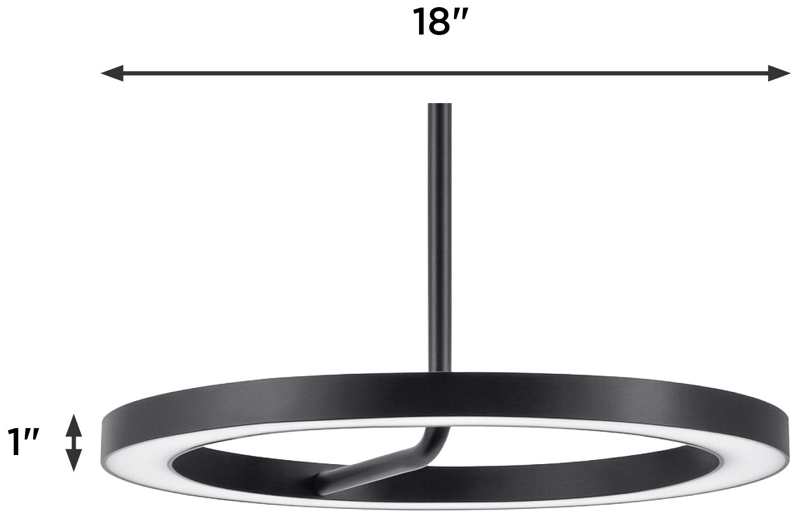 One 6" Wide Black LED Pendant