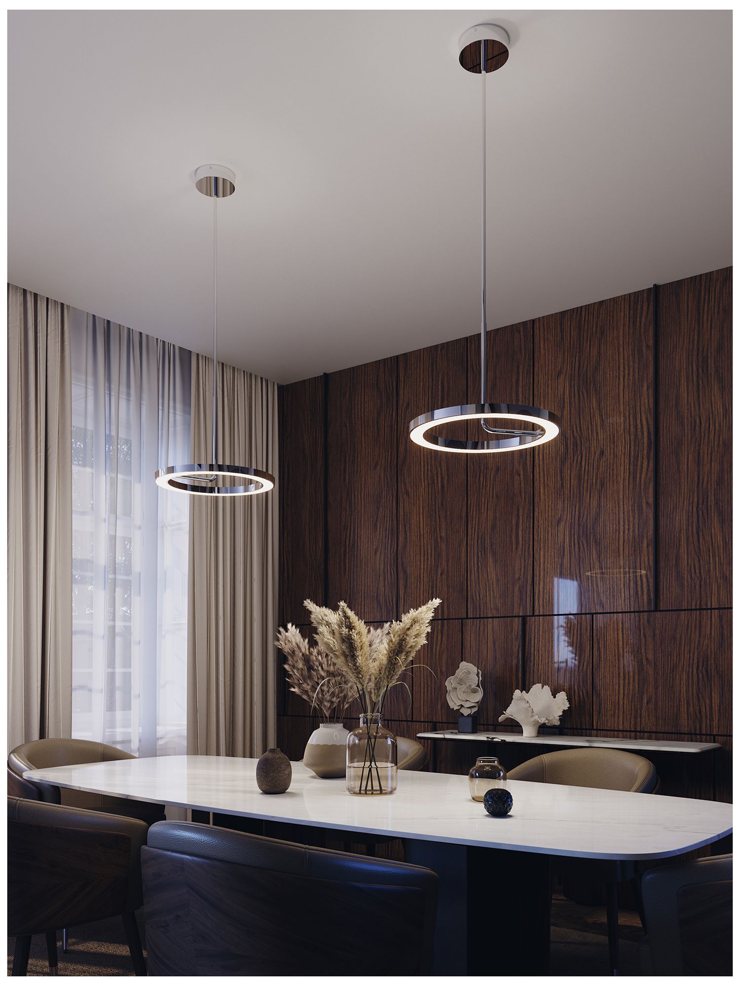 Image 3 One 6" Wide Polished Chrome LED Pendant more views