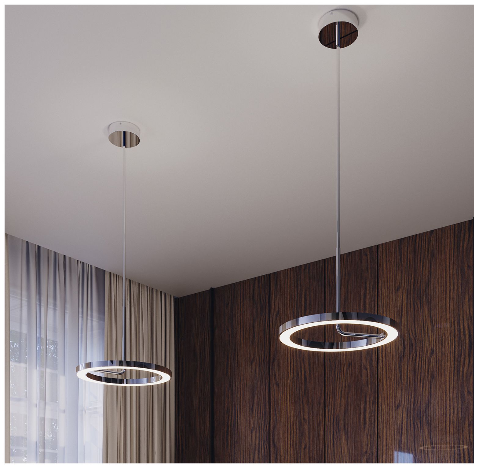 Image 4 One 6" Wide Polished Chrome LED Pendant more views