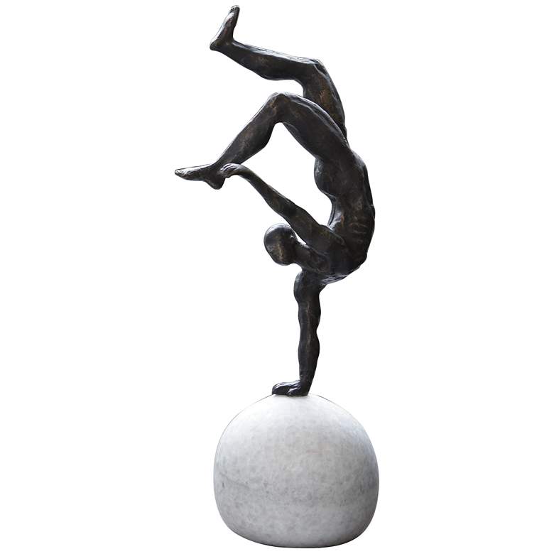 Image 1 One-Hand Balancing Act 18 1/4 inchH Iron Gymnast Sculpture