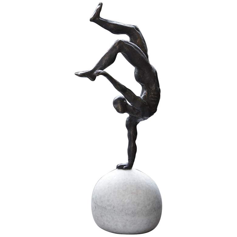 Image 1 One-Hand Balancing Act 18 1/4"H Iron Gymnast Sculpture