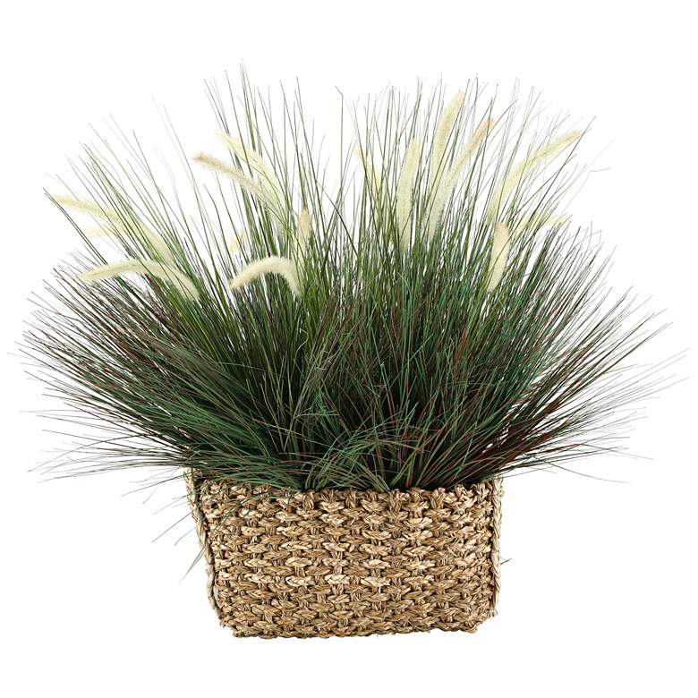 Image 1 Onion Grass with Dogstail 32 inchW Faux Plant in Basket