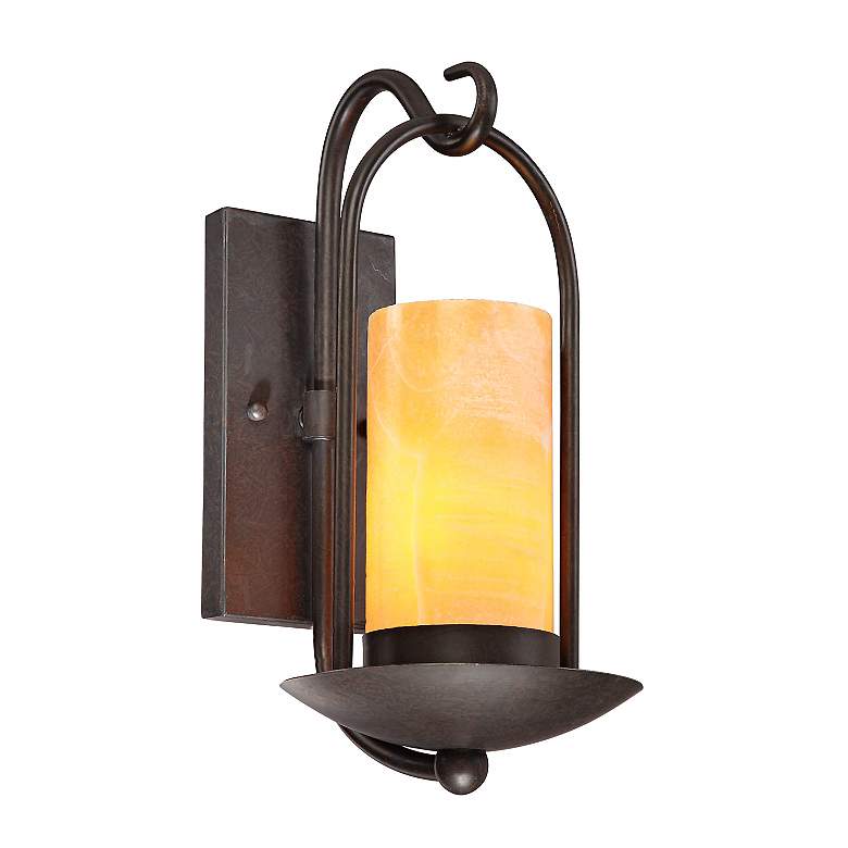 Image 1 Onyx Stone Faux Candle 18 inch High Espresso Outdoor Wall Light