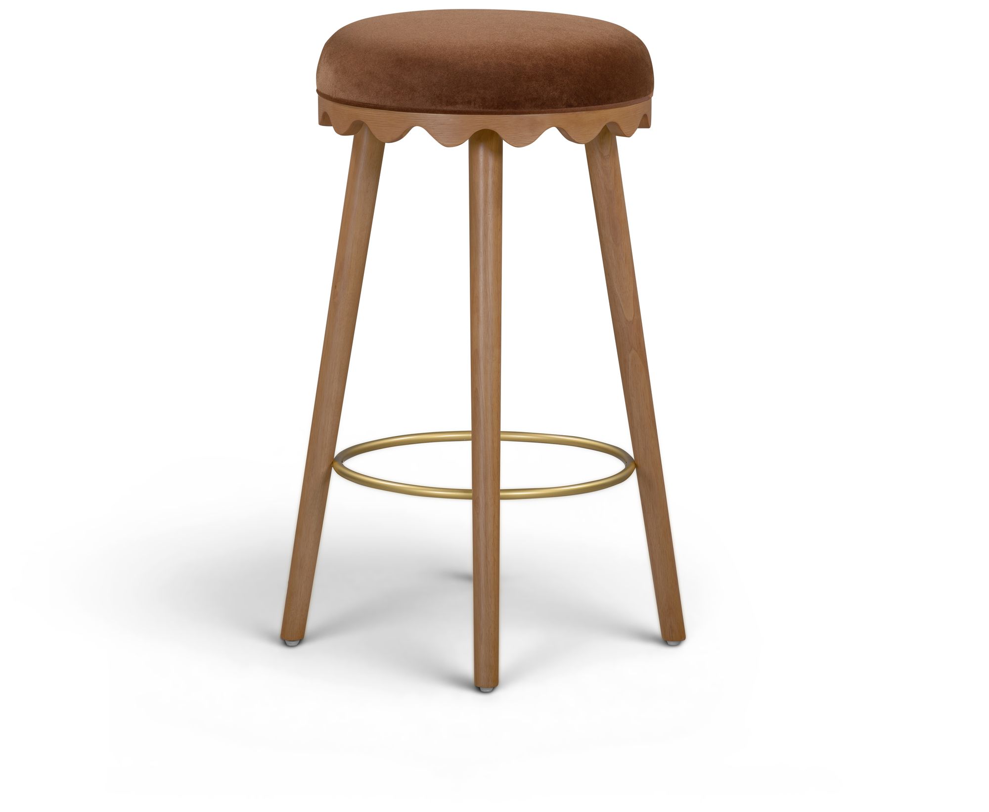 Image 2 Oodle Bronze Performance Vegan Mohair Light Walnut Bar Stool more views