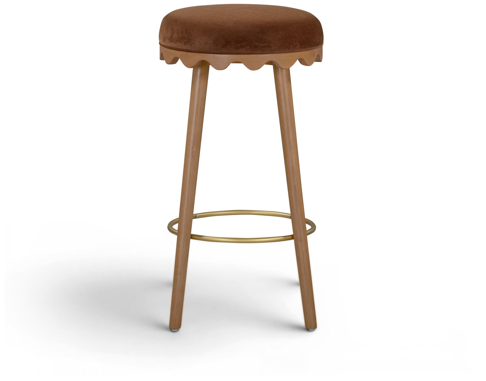 Image 3 Oodle Bronze Performance Vegan Mohair Light Walnut Bar Stool more views