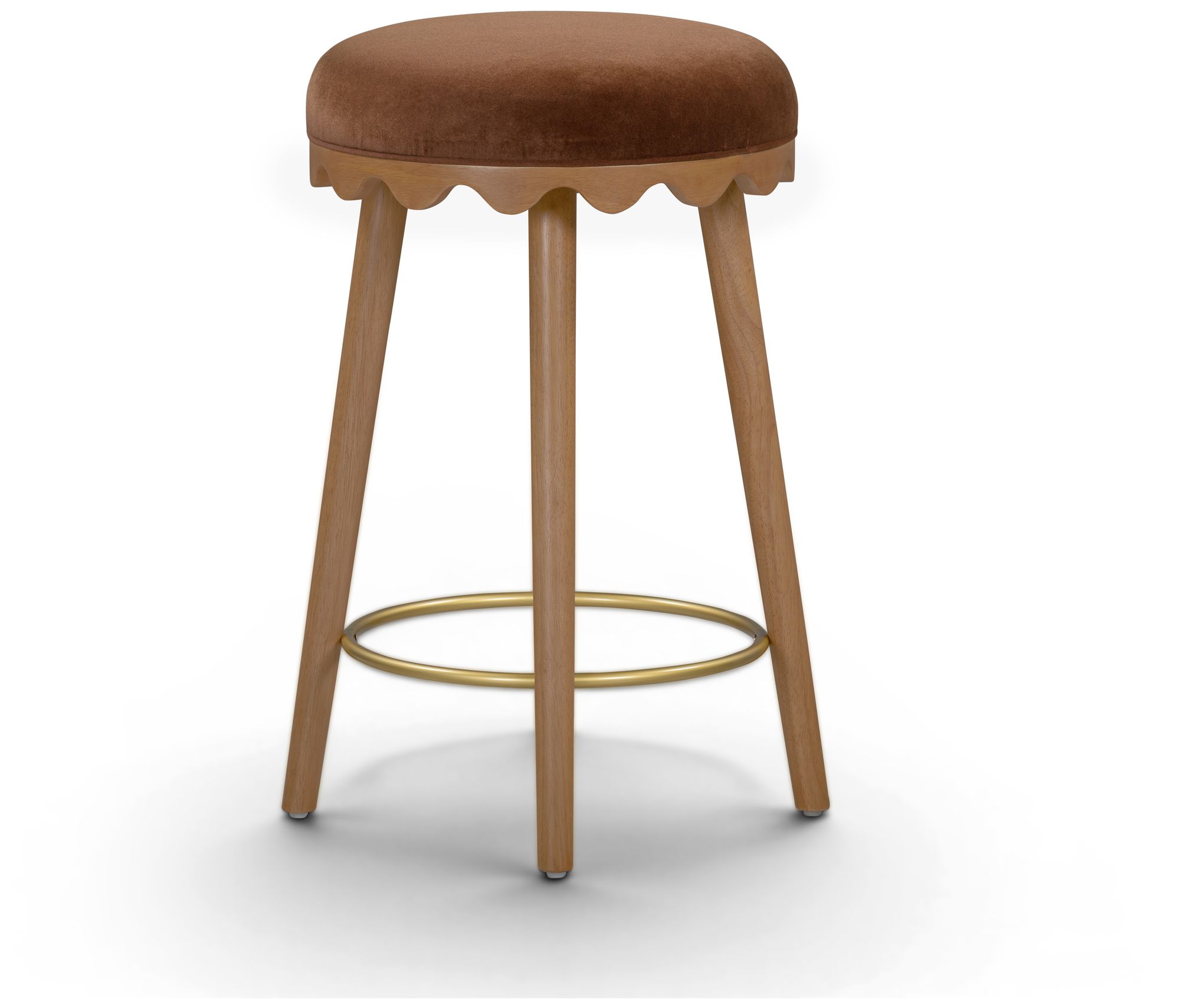 Image 2 Oodle Bronze Performance Vegan Mohair Light Walnut Counter Stool more views