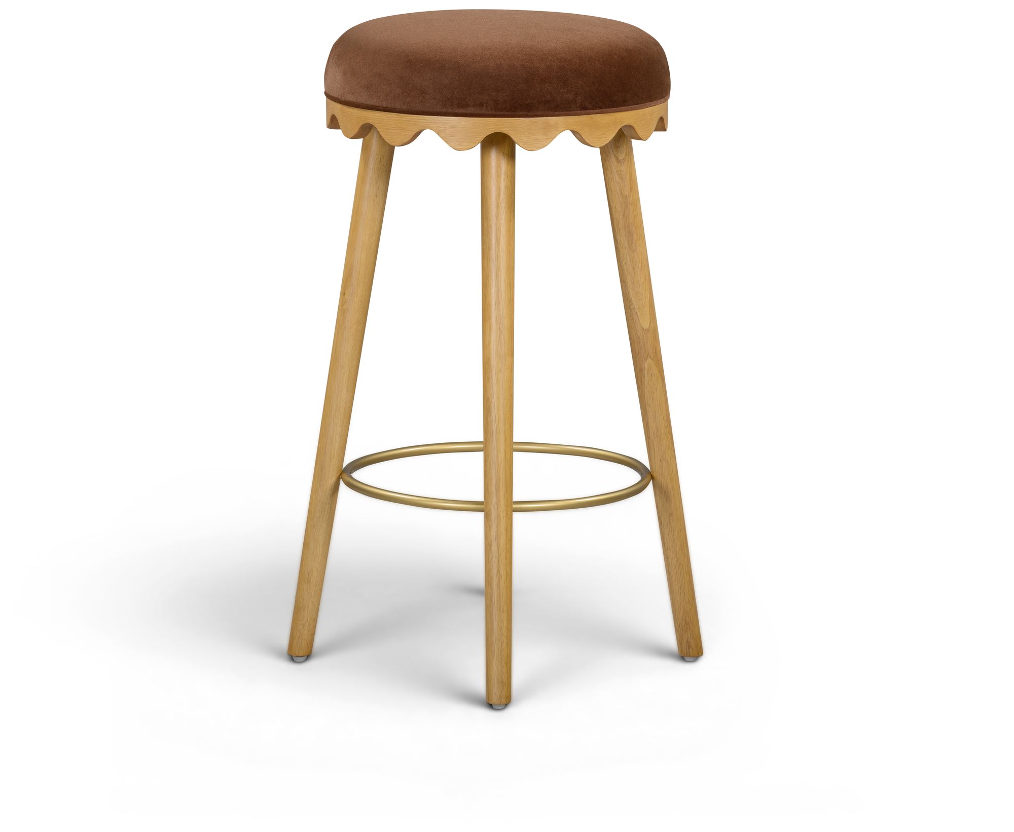 Image 2 Oodle Bronze Performance Vegan Mohair Natural Bar Stool more views