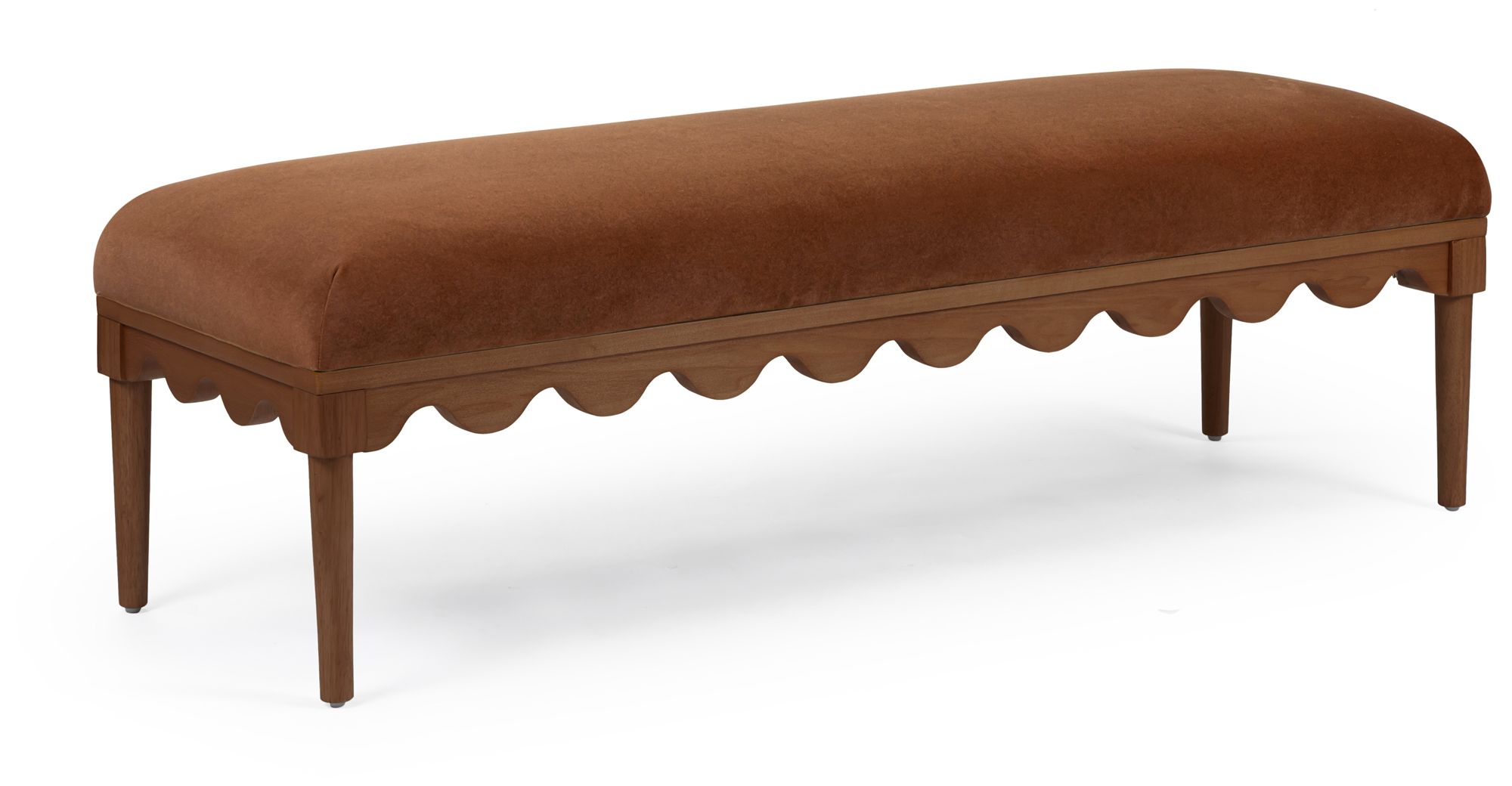 Thumbnail1 of Oodle Bronze Vegan Mohair Bench in Walnut