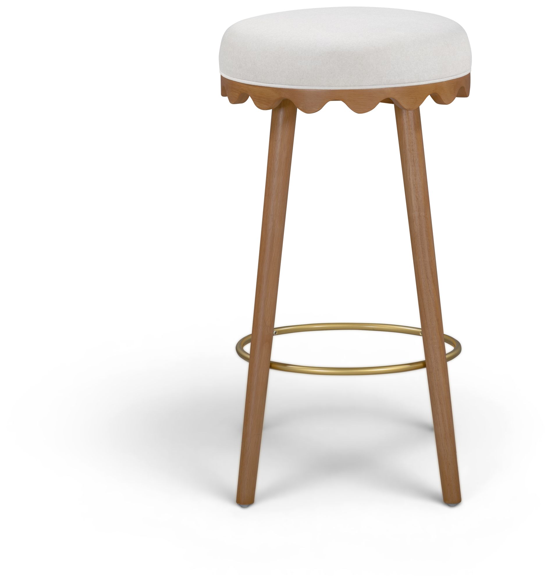 Image 2 Oodle Cream Performance Vegan Mohair Light Walnut Bar Stool more views