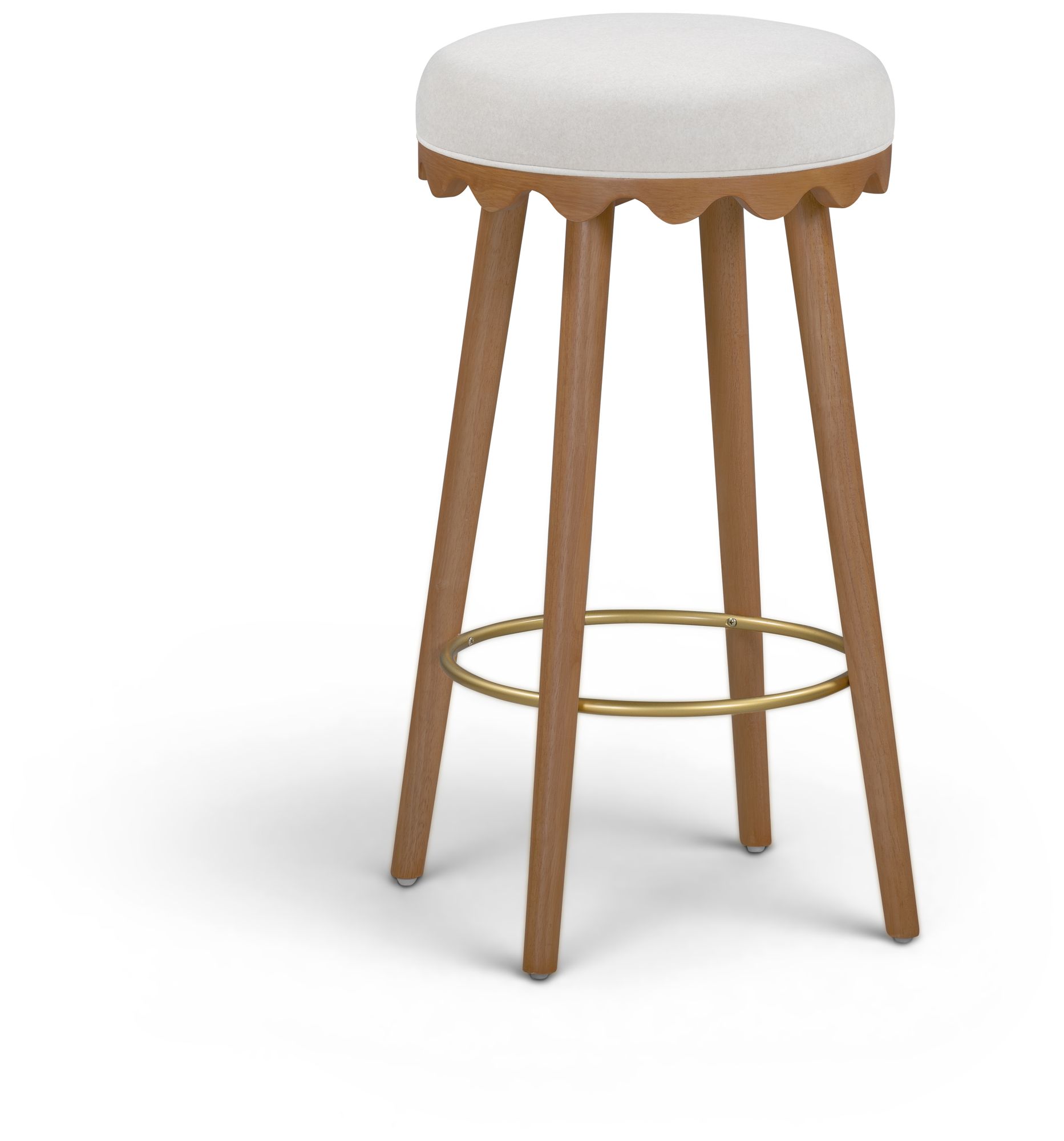 Image 3 Oodle Cream Performance Vegan Mohair Light Walnut Bar Stool more views