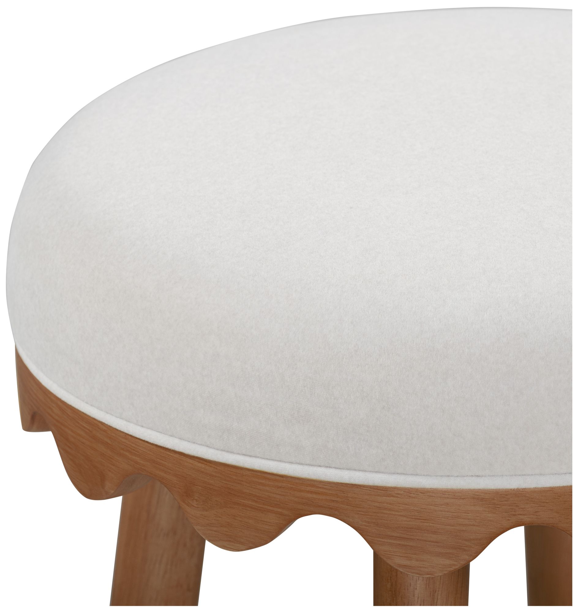 Image 4 Oodle Cream Performance Vegan Mohair Light Walnut Bar Stool more views