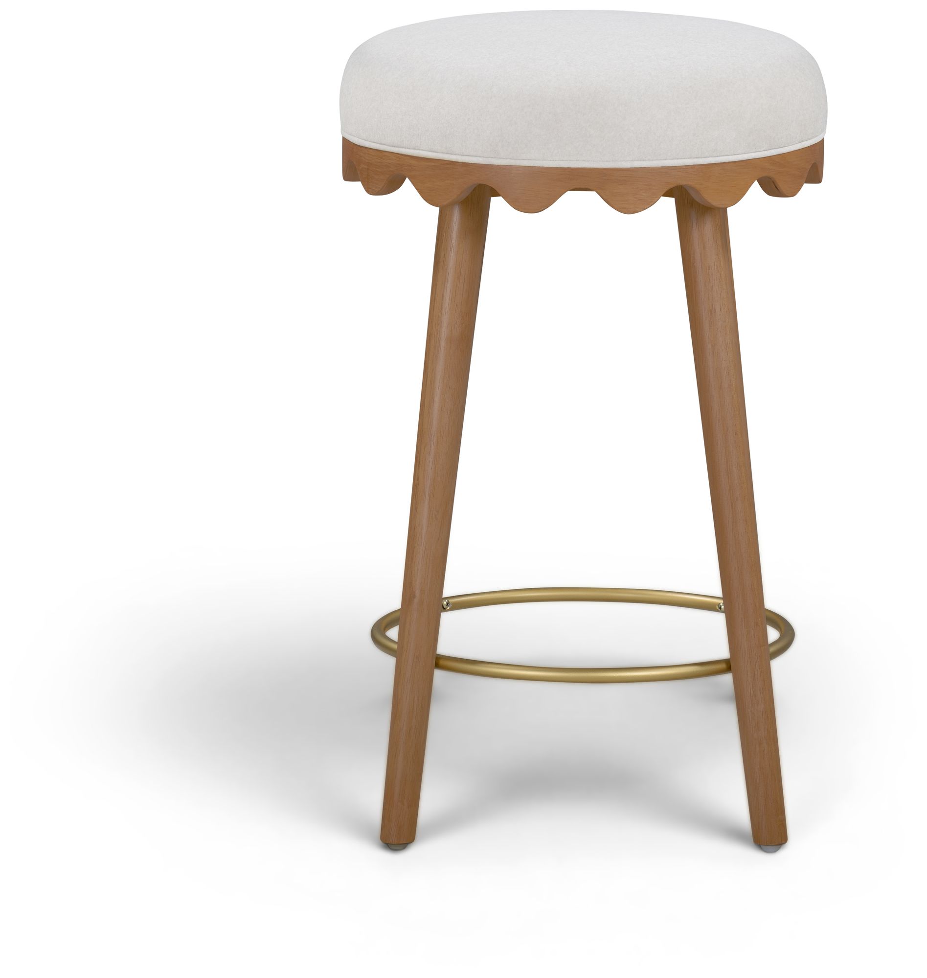 Image 2 Oodle Cream Performance Vegan Mohair Light Walnut Counter Stool more views