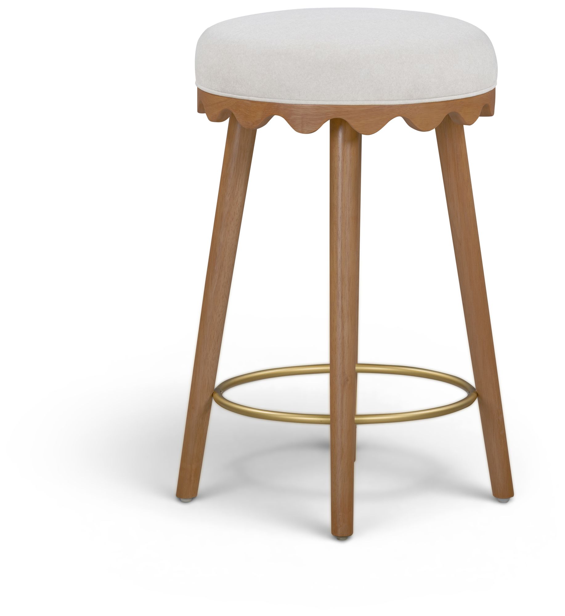 Image 3 Oodle Cream Performance Vegan Mohair Light Walnut Counter Stool more views