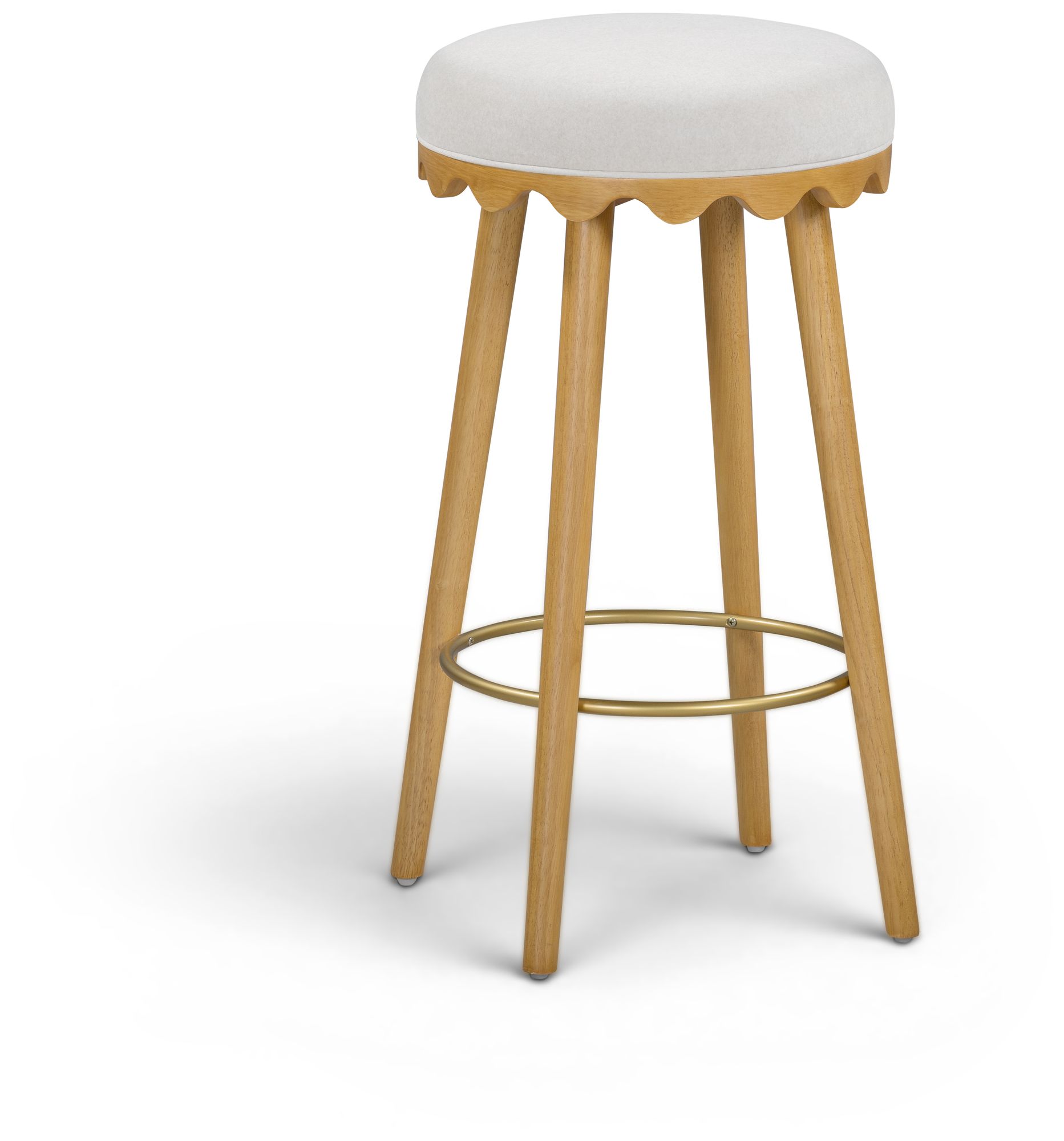 Image 2 Oodle Cream Performance Vegan Mohair Natural Bar Stool more views