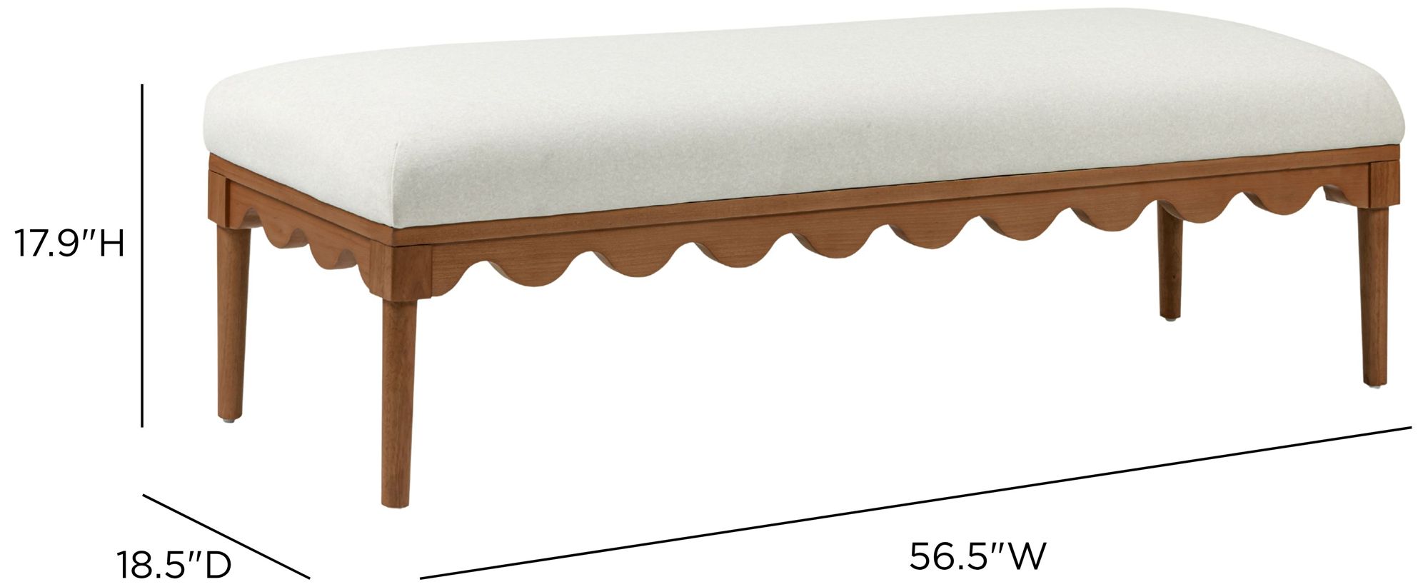 Image 5 Oodle Cream Vegan Mohair Bench in Walnut more views