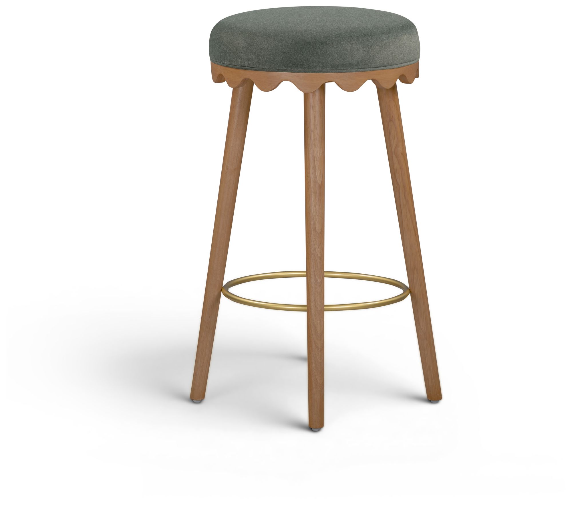 Image 2 Oodle Green Performance Vegan Mohair Light Walnut Bar Stool more views