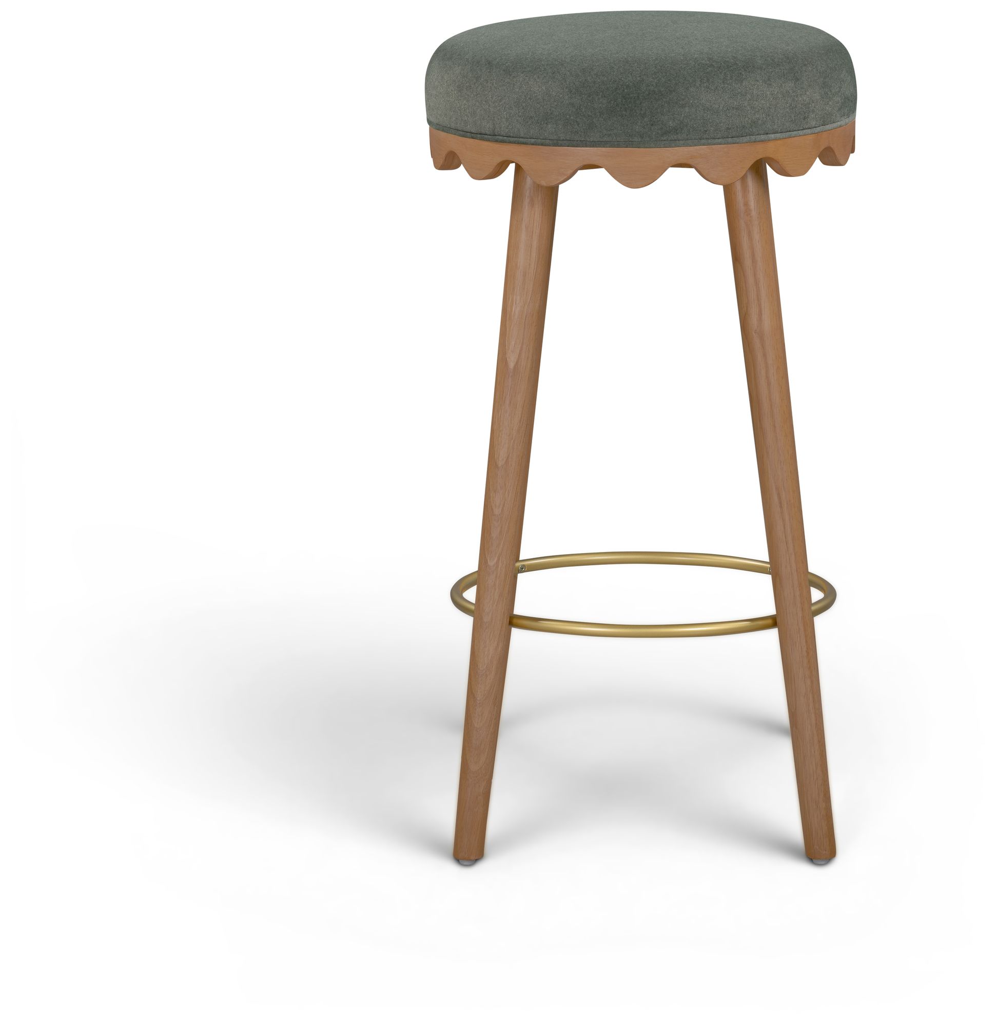 Image 3 Oodle Green Performance Vegan Mohair Light Walnut Bar Stool more views