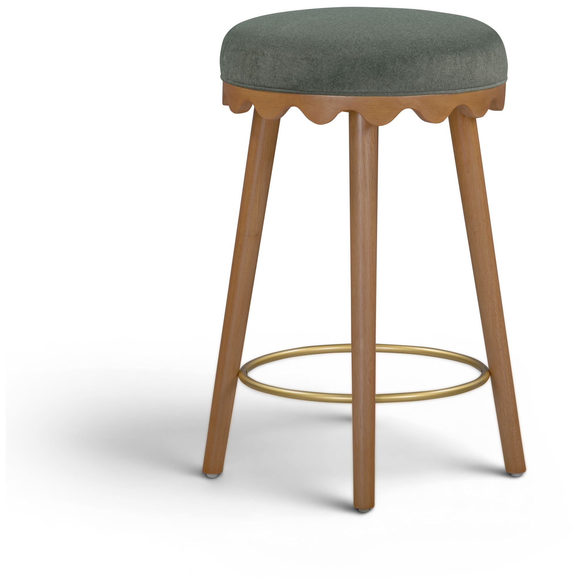 Image 2 Oodle Green Performance Vegan Mohair Light Walnut Counter Stool more views