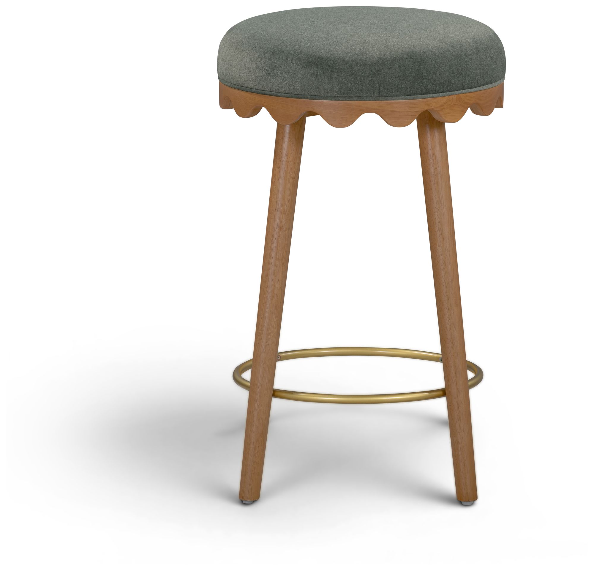 Image 3 Oodle Green Performance Vegan Mohair Light Walnut Counter Stool more views