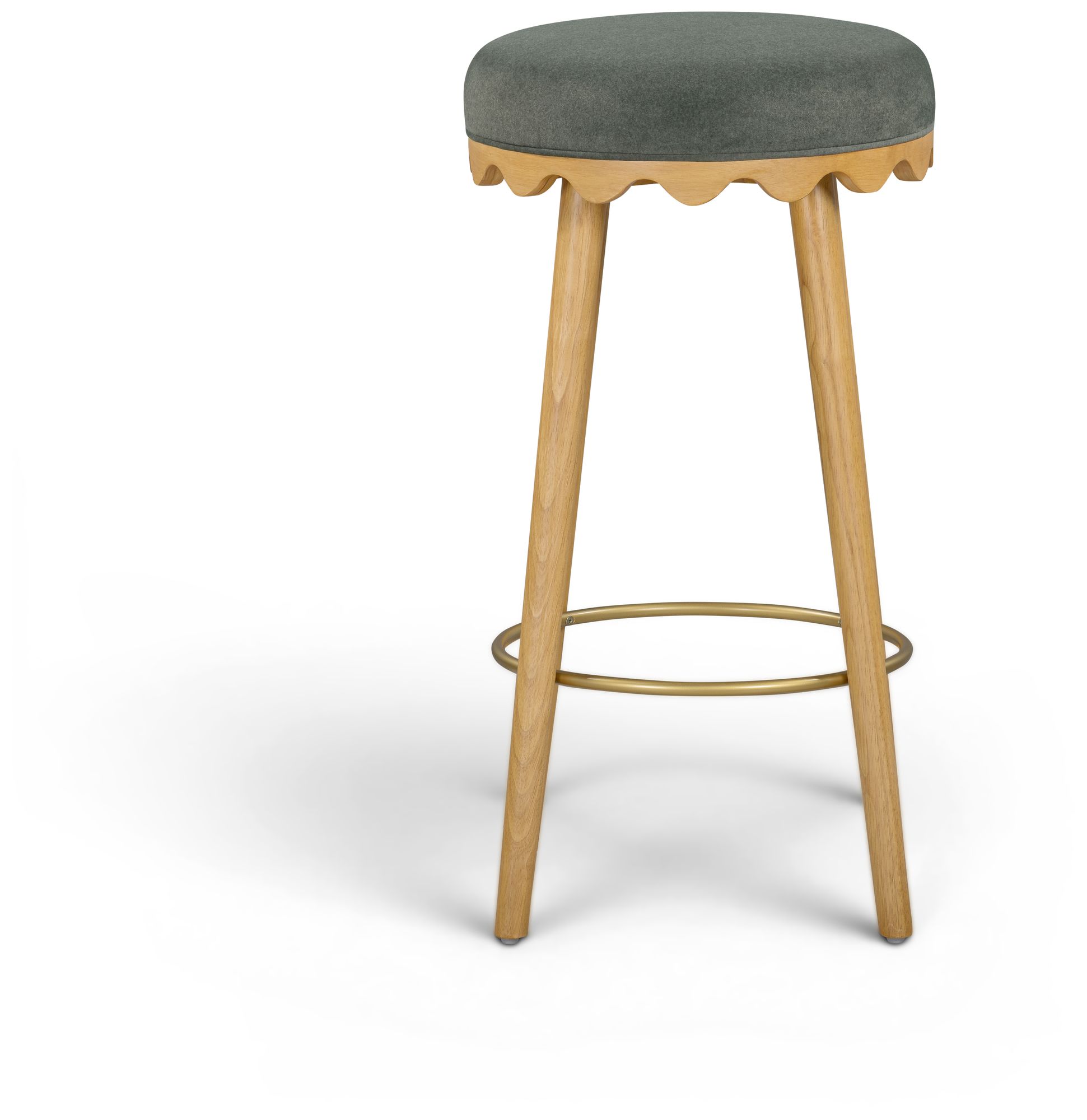 Image 2 Oodle Green Performance Vegan Mohair Natural Bar Stool more views