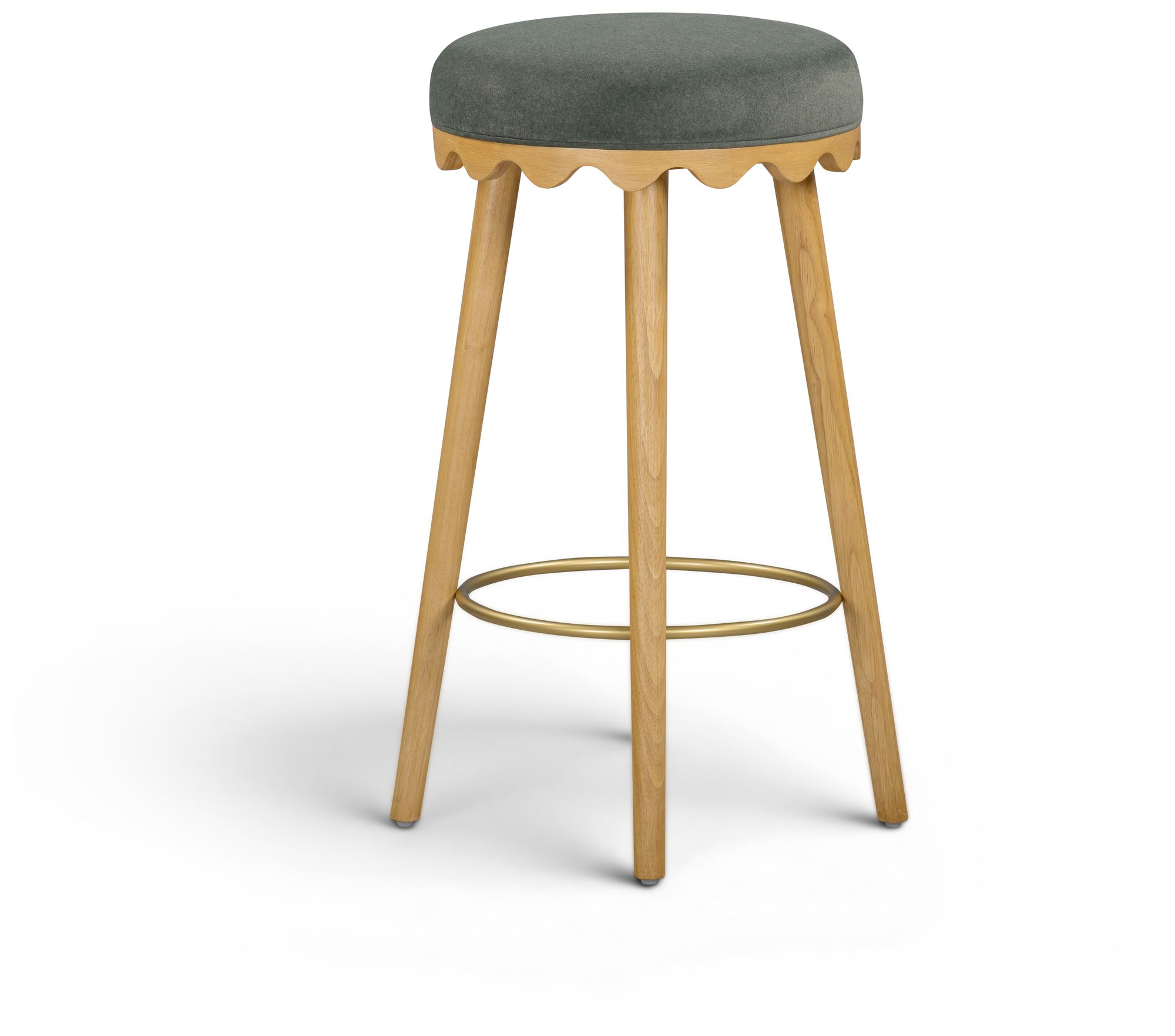 Image 3 Oodle Green Performance Vegan Mohair Natural Bar Stool more views