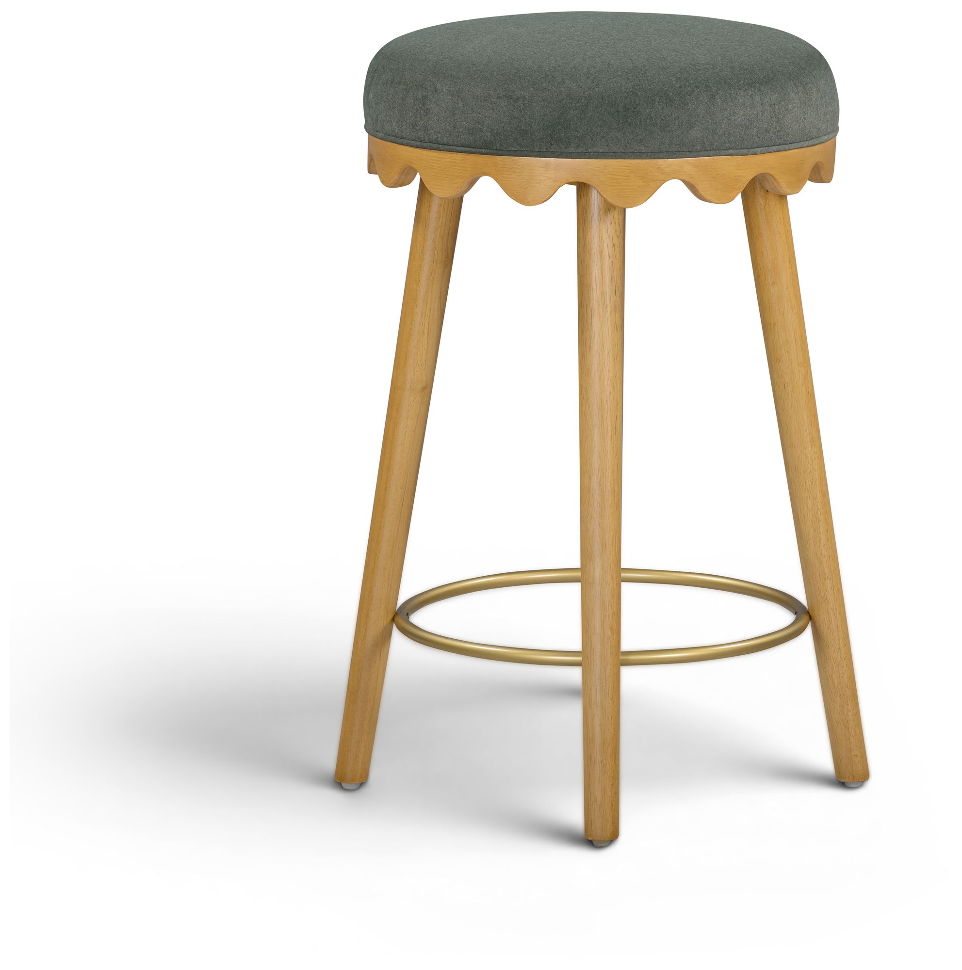 Image 2 Oodle Green Performance Vegan Mohair Natural Counter Stool more views
