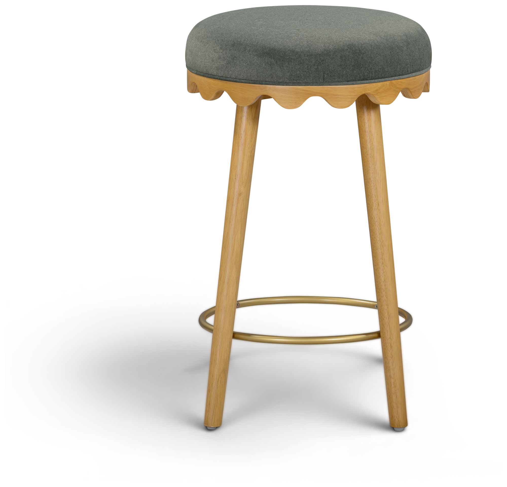 Image 3 Oodle Green Performance Vegan Mohair Natural Counter Stool more views
