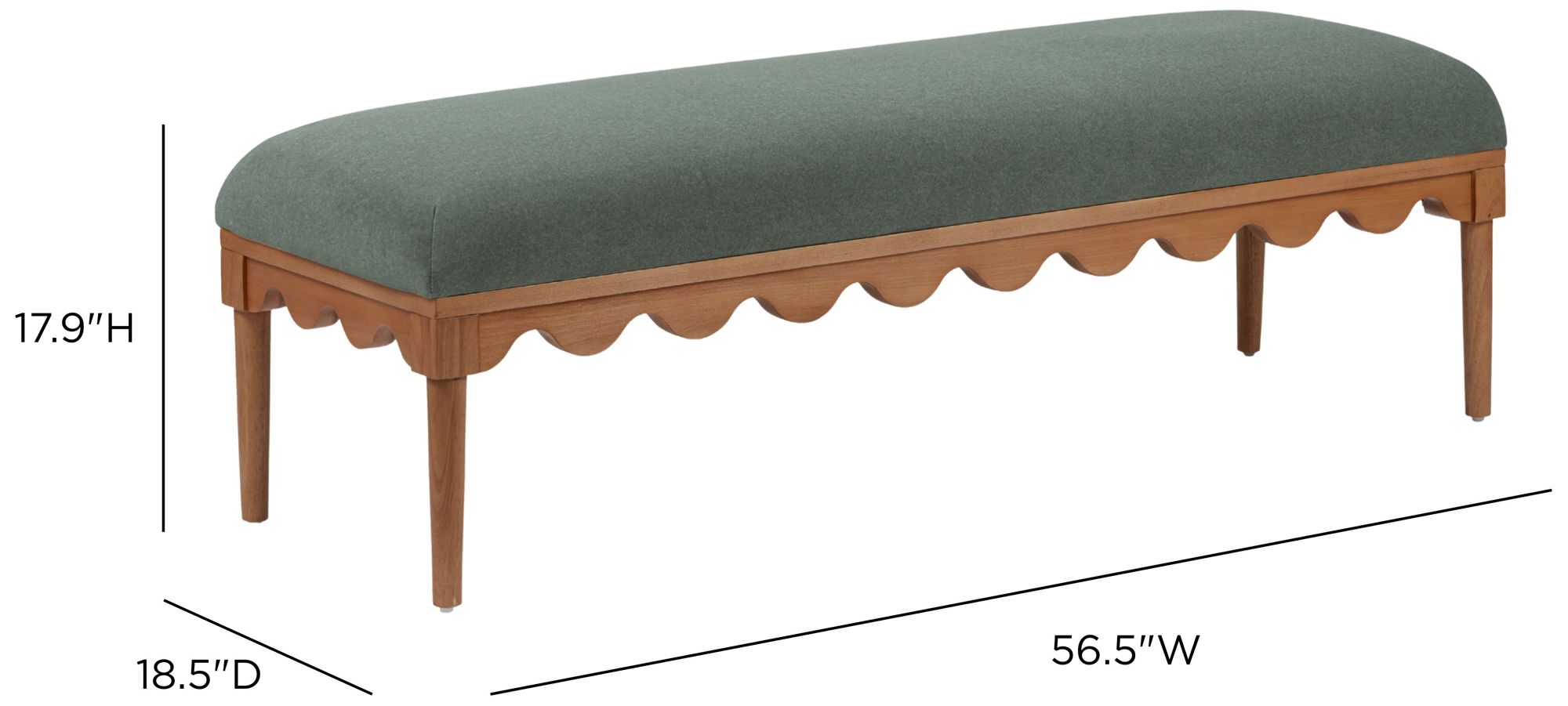 Image 5 Oodle Green Vegan Mohair Bench in Walnut more views