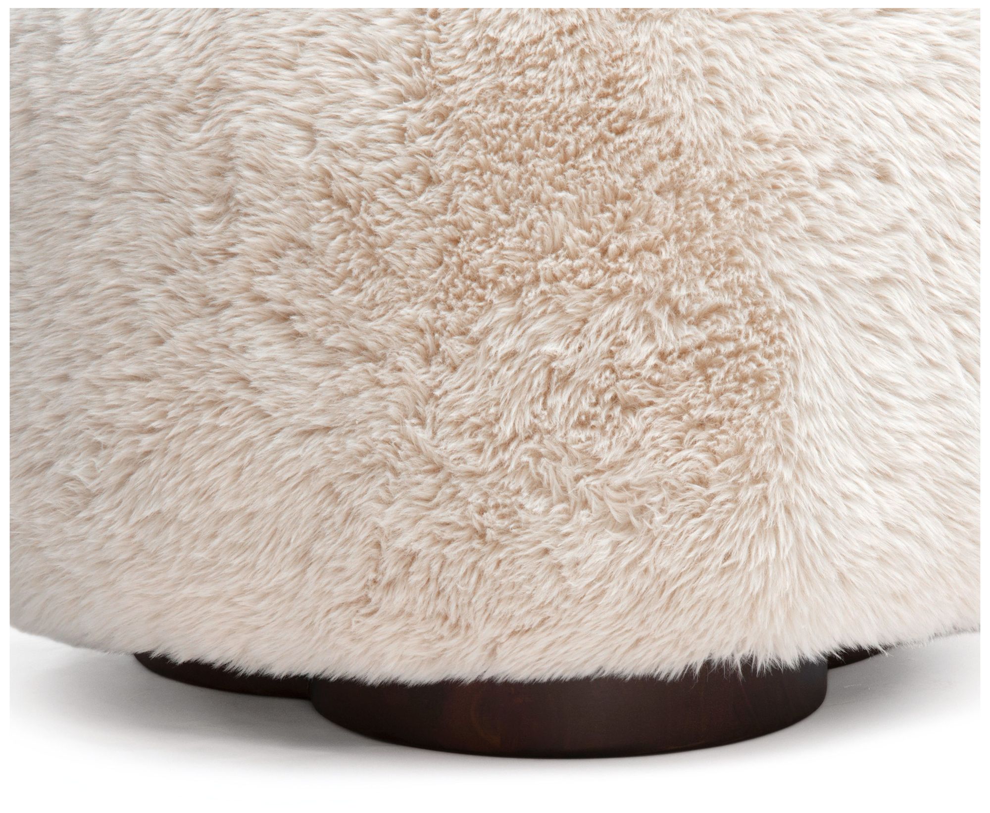 Image 5 Oopa Cream Contract-Grade Straight Vegan Shearling Swivel Ottoman more views