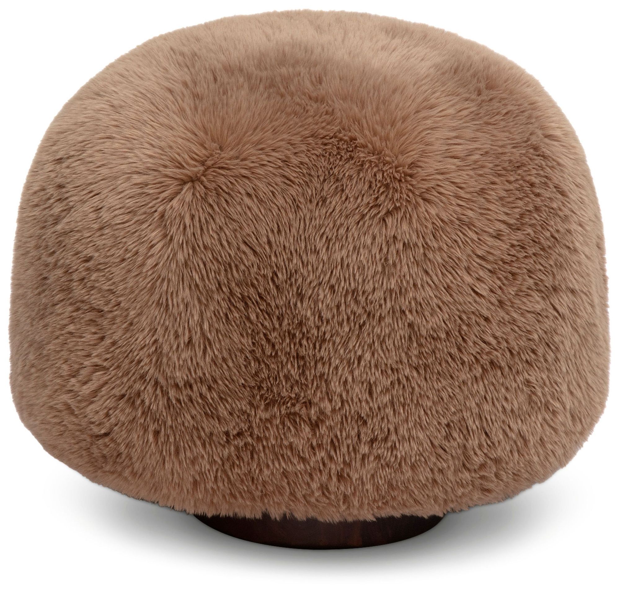 Image 2 Oopa Taupe Contract-Grade Straight Vegan Shearling Swivel Ottoman more views