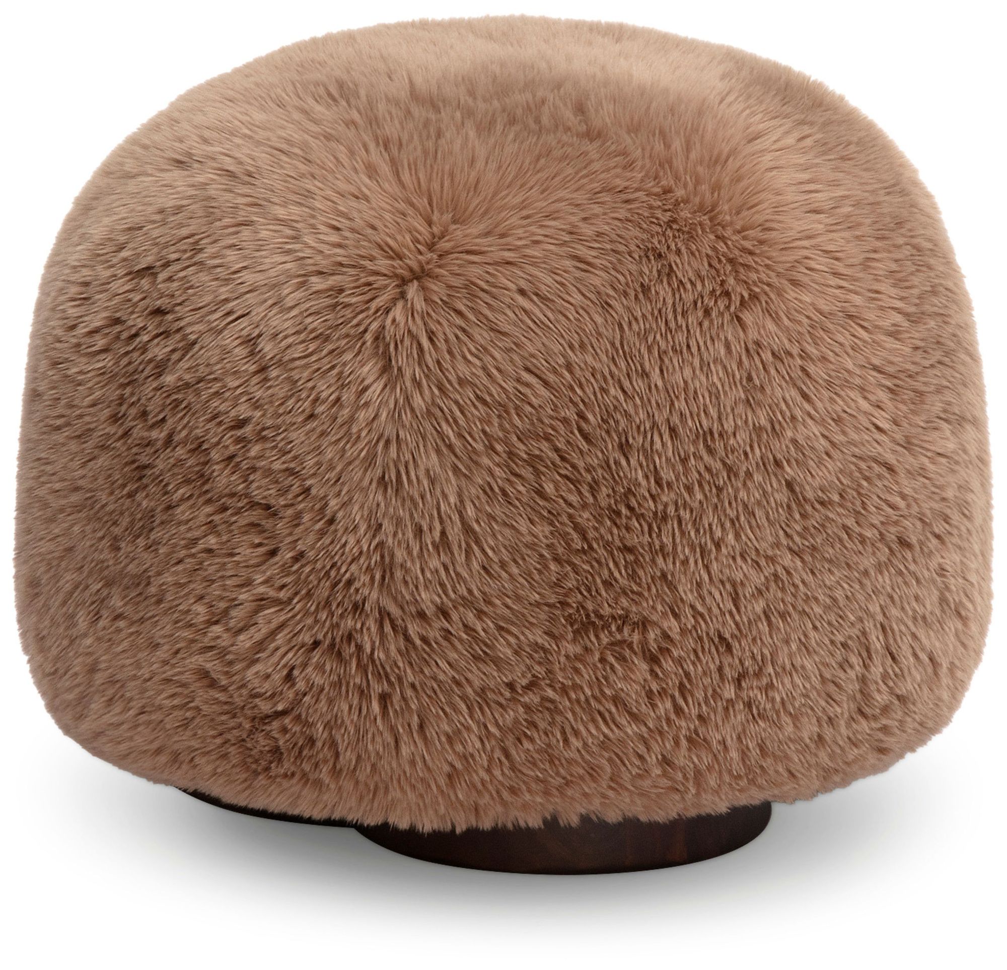 Image 3 Oopa Taupe Contract-Grade Straight Vegan Shearling Swivel Ottoman more views