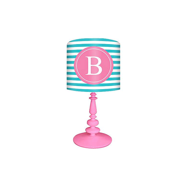 Image 1 Oopsy Daisy  inchB inch Striped Monogram Kids Table Lamp
