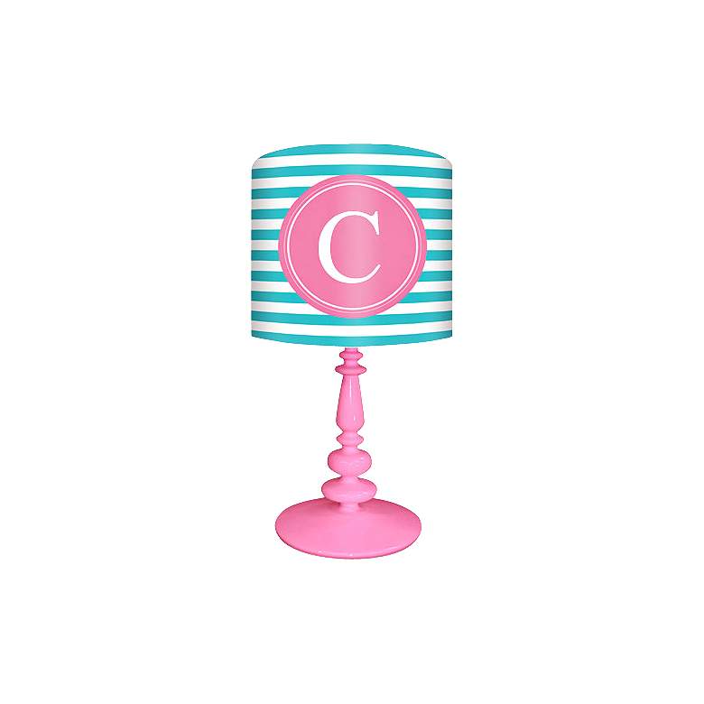 Image 1 Oopsy Daisy  inchC inch Striped Monogram Kids Table Lamp