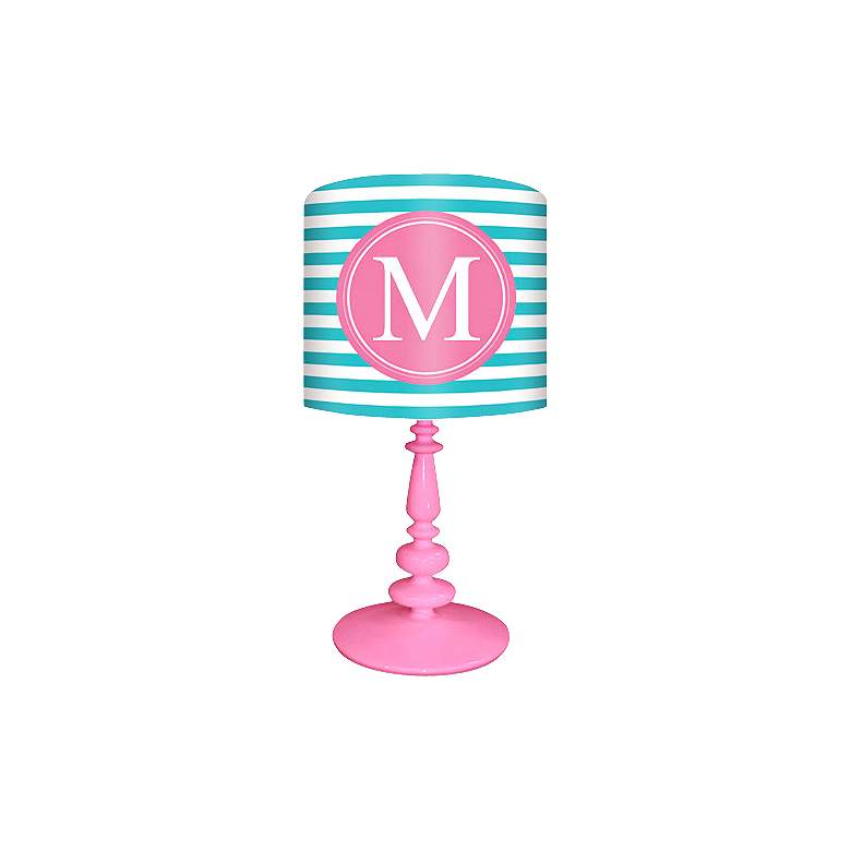 Image 1 Oopsy Daisy  inchM inch Striped Monogram Kids Table Lamp
