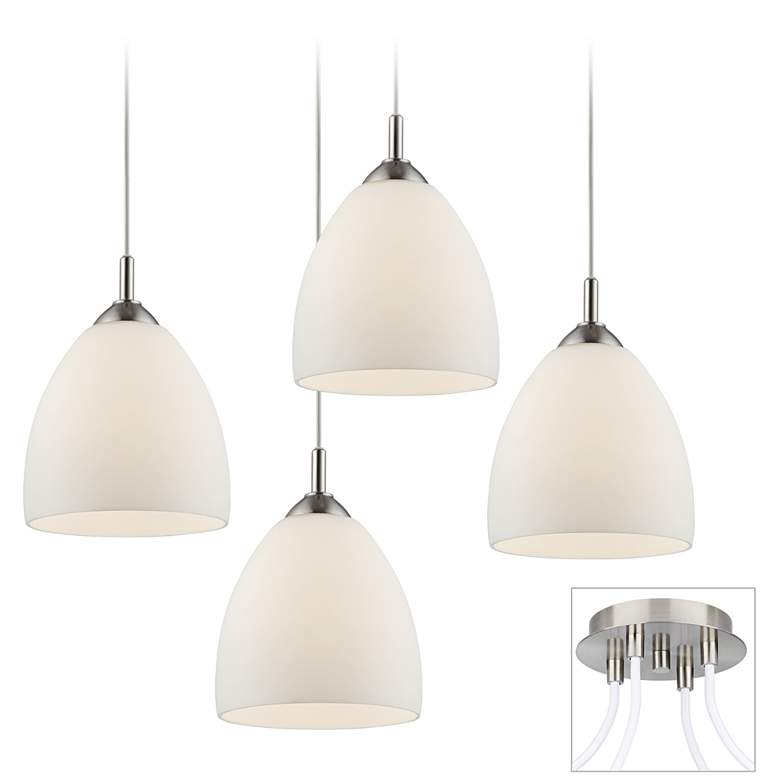 Image 1 Opal Glass Brushed Nickel 4-Light Multi Light Pendant