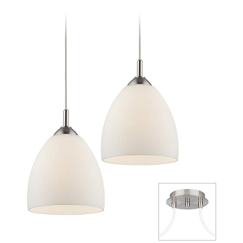 Image 1 Opal Glass Brushed Nickel Double Multi Light Pendant