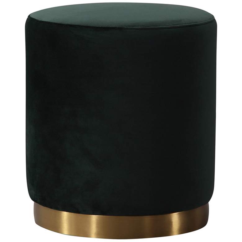 Image 1 Opal Green Velvet Round Ottoman with Gold Base