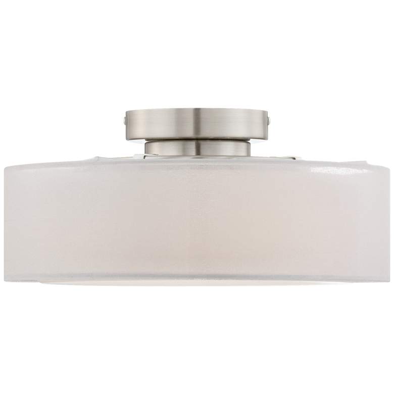 Opal White Dual Shade 12 1/2&quot; Wide Drum Ceiling Light more views