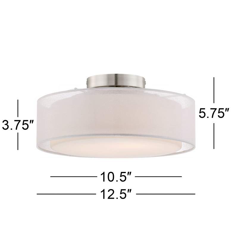 Opal White Dual Shade 12 1/2&quot; Wide Drum Ceiling Light more views