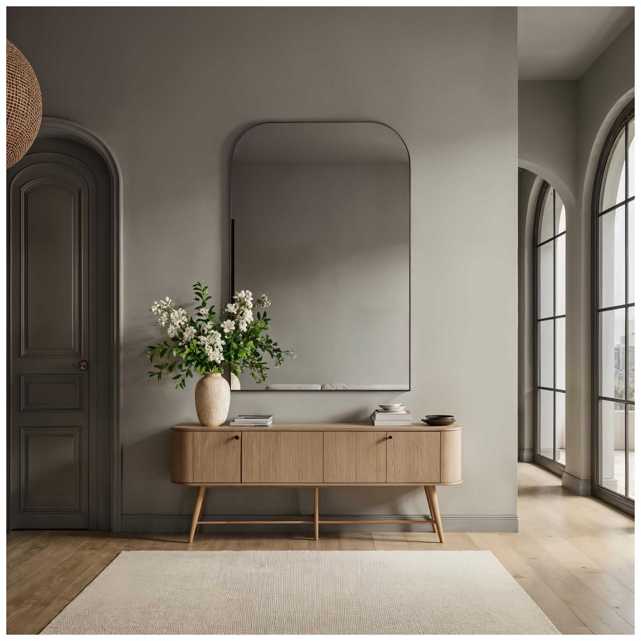 Image 2 Opalina 60" H x 40" W Wall Mirror, Matte Black more views