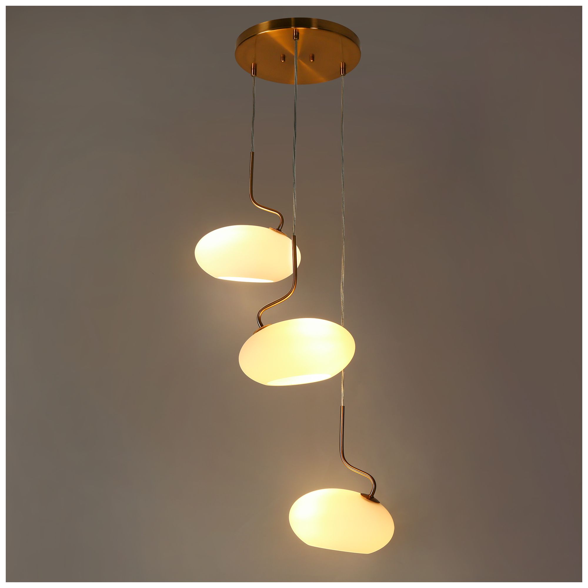 Image 4 Opalobia 3-Light Opal Glass Cluster Island Pendant Light more views