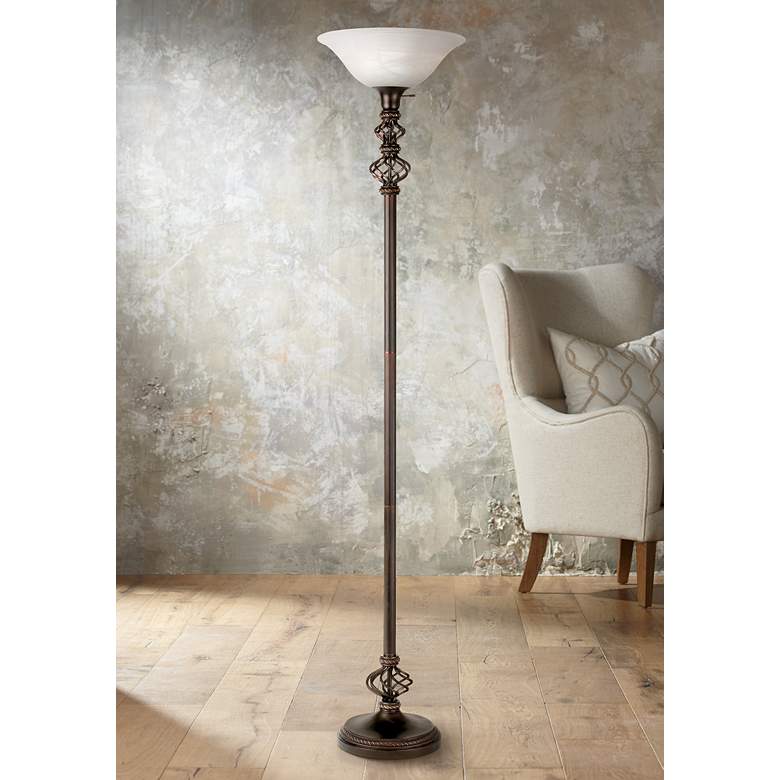 Image 1 Open Frame Accent Wrought Iron Torchiere Floor Lamp
