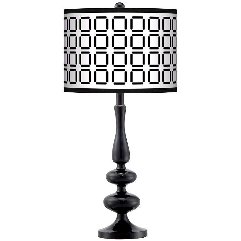Image 1 Open Grid Giclee Paley Black Table Lamp